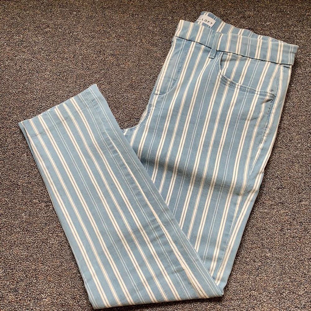 LOFT Modern Skinny Crop Stripe pants